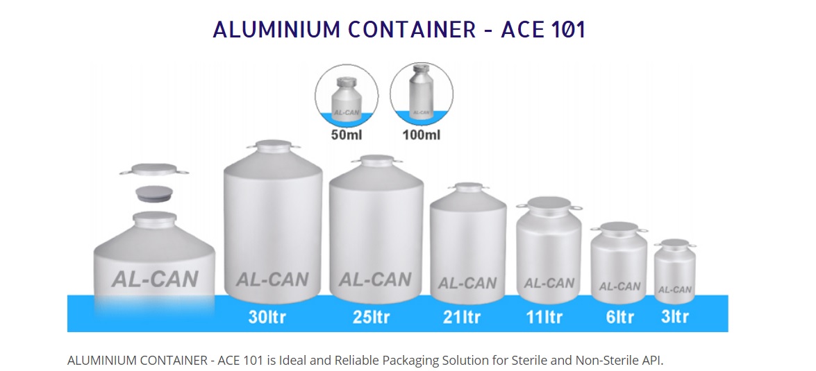 ALUMINUM/ALUMINIUM CONTAINER FOR STERILE API Al can exports Pvt ltd